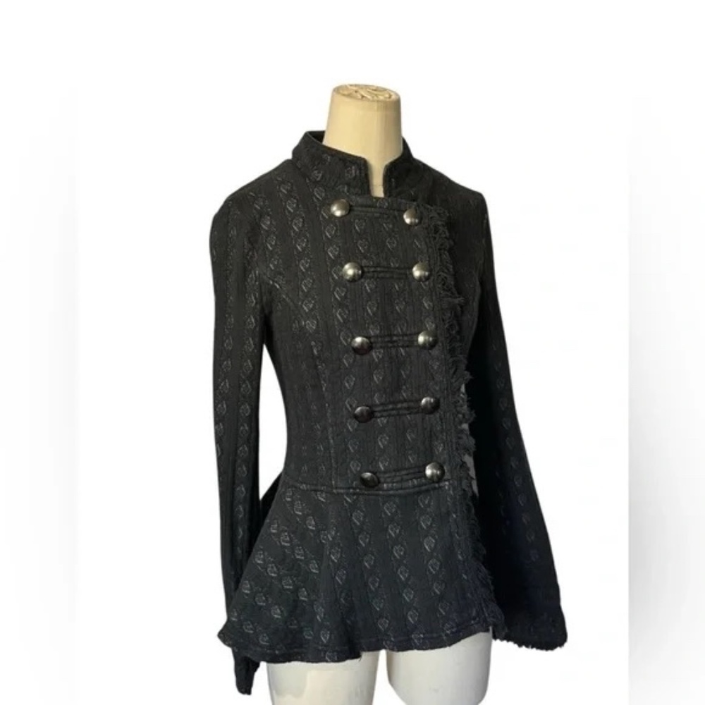 Free People Cable Knit Peplum Military Jacket Size 6 - Picture 1 of 6